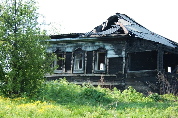 Fire consequences in the private house in village — Stock Photo, Image