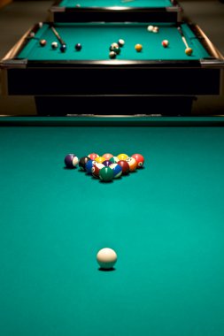 Table to start game in billiards with the prepared spheres clipart