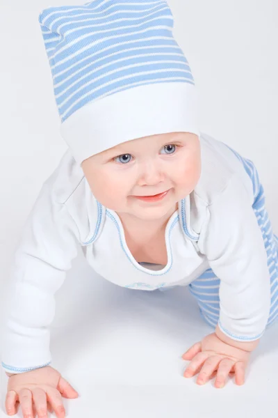肖像婴儿的衣服 — 图库照片