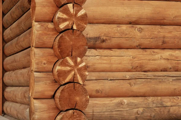 Troncos de madera pared de fondo de casa rural — Foto de Stock