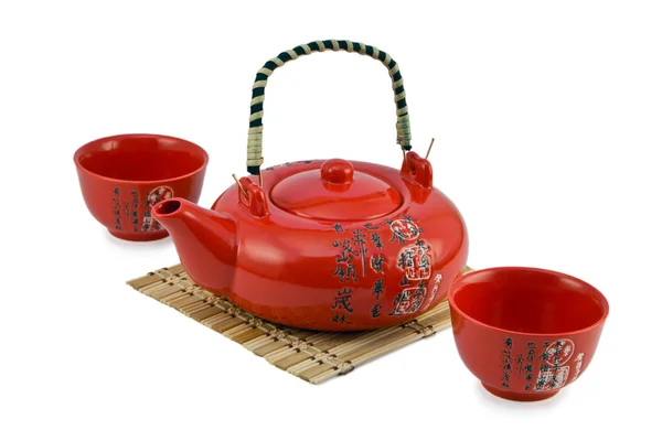 stock image Teapot and cups for tea ceremony