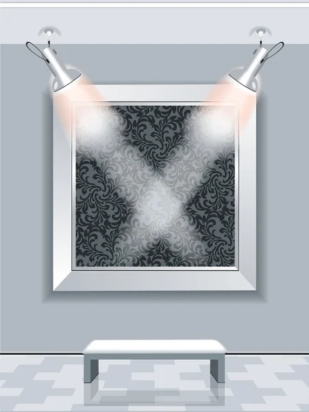 Mur de galerie vide avec lumières — Image vectorielle