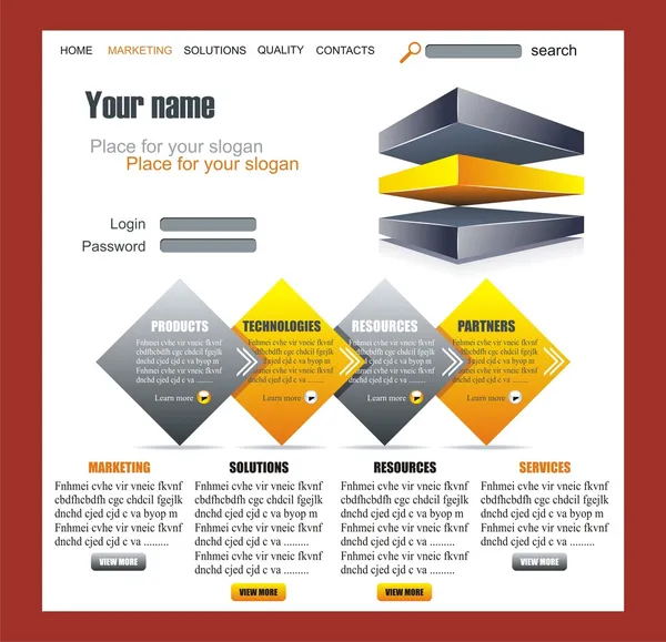 灰色の近代的なウェブサイトのデザイン — ストックベクタ