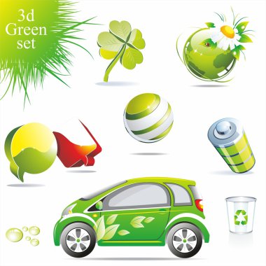 Green eco and bio symbols clipart