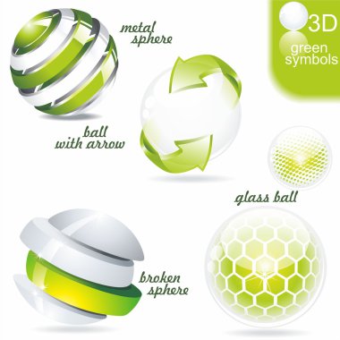 Green eco and bio symbols clipart