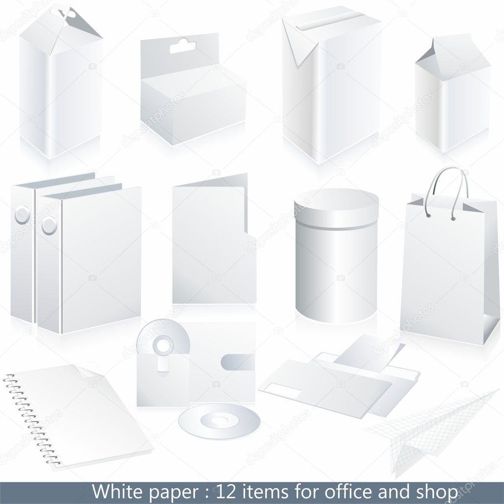 Set of vector white pape