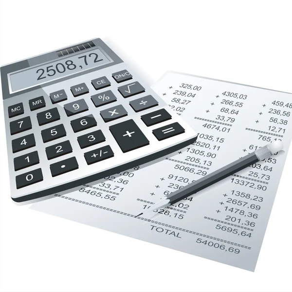 Kalkulačka a tužka — Stockový vektor