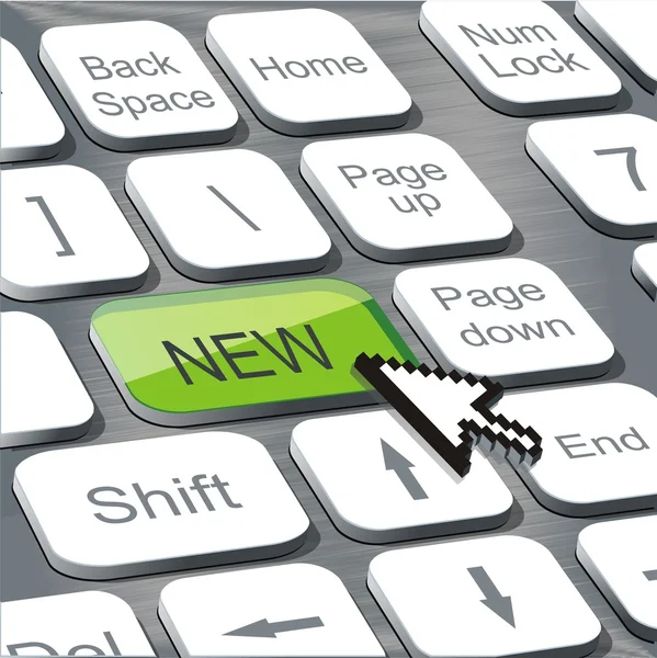 Novo botão no teclado —  Vetores de Stock