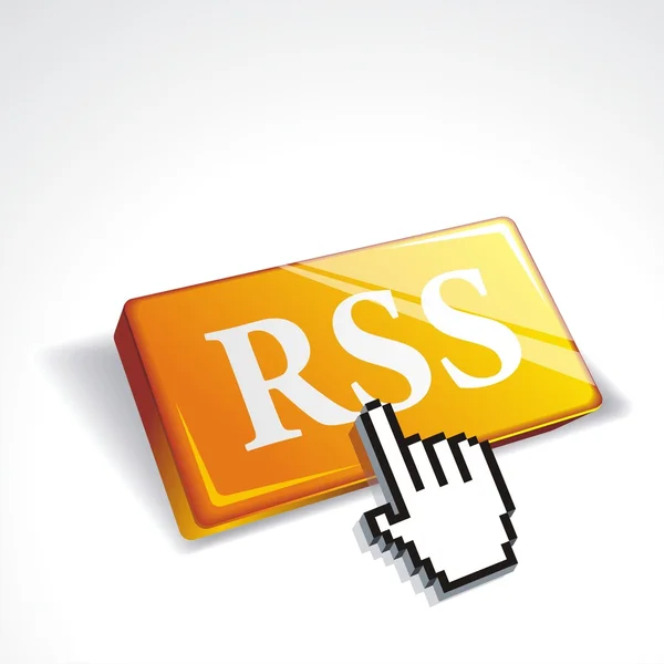 Rss symbol with shadow and cursor — Stock Vector