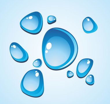 Clear blue water drops clipart