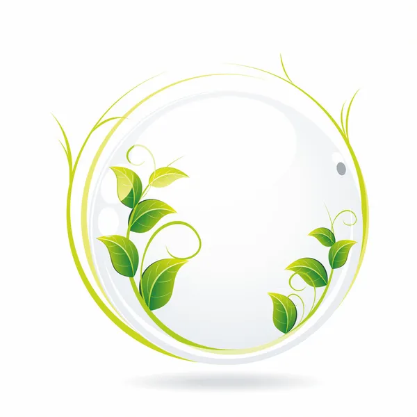 Λευκό γυαλί μπάλα με υγρά φύλλα — Διανυσματικό Αρχείο