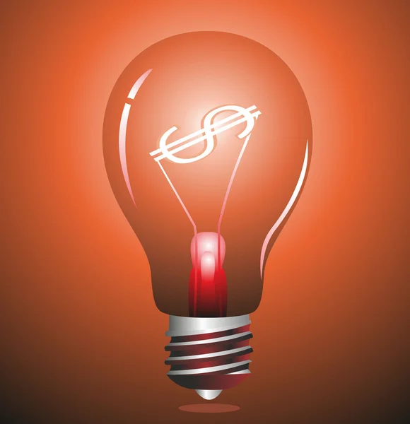 Ampoule avec symbole dollar — Image vectorielle