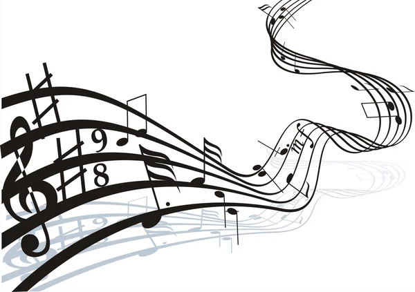 Notes de musique sur portées. Fond de musique vectorielle — Image vectorielle