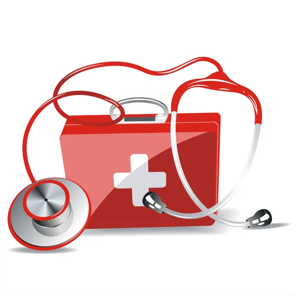 Stetoscopio con kit di pronto soccorso — Vettoriale Stock