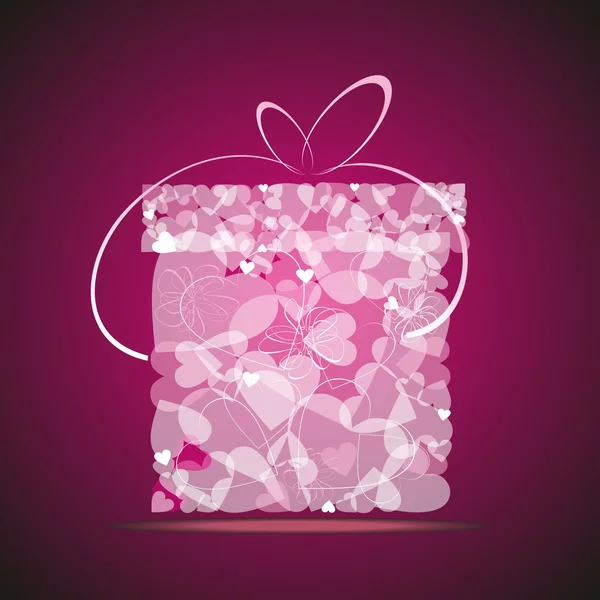 Geschenk van roze harten — Stockvector