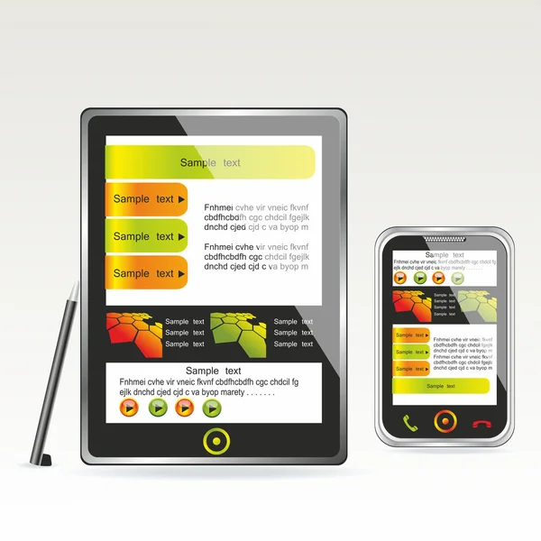 Tablet pc e smartphone — Vettoriale Stock
