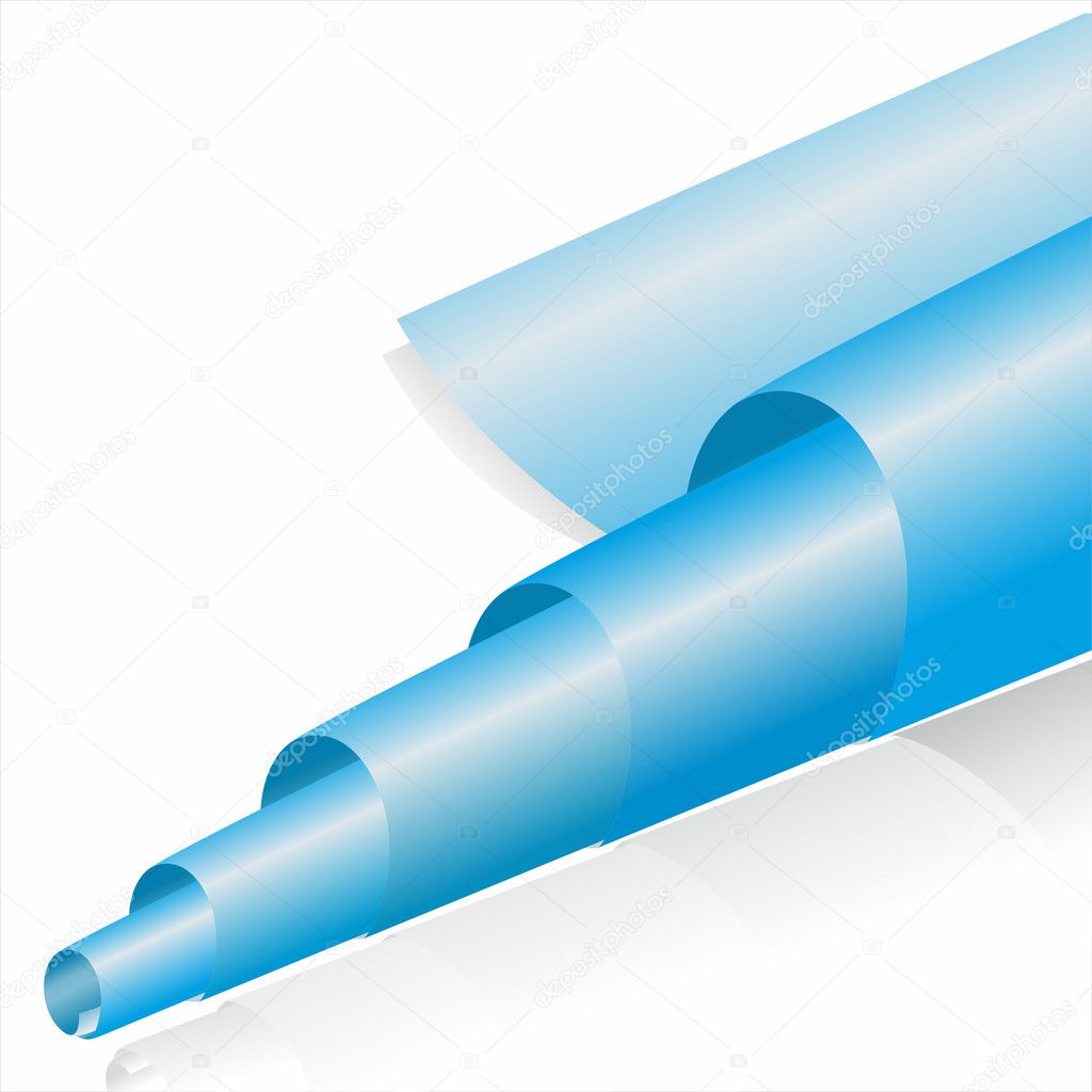 abstract blue paper roll on white