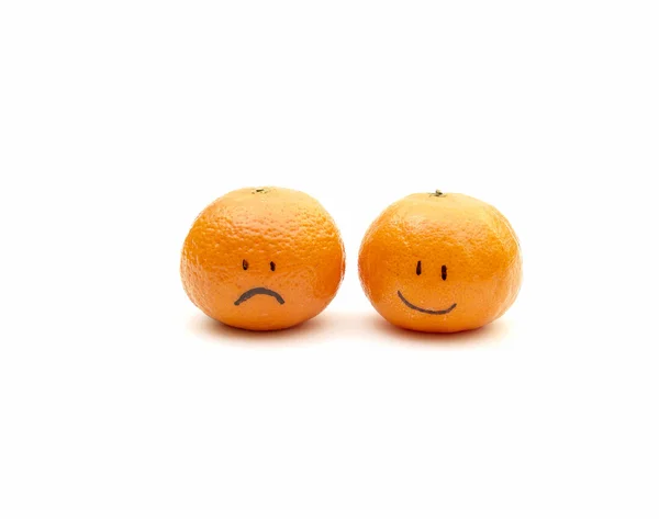 Mandarinky smutný a úsměv — Stock fotografie