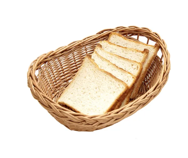 Ψωμί σε ένα καλάθι λυγαριά — Φωτογραφία Αρχείου