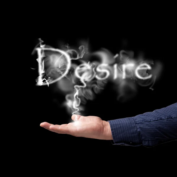 Stock image Desire, word is derived from the smoke of the hand