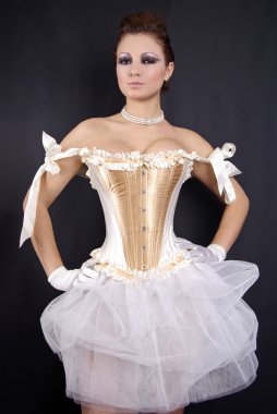 Pretty Woman in White Corset clipart