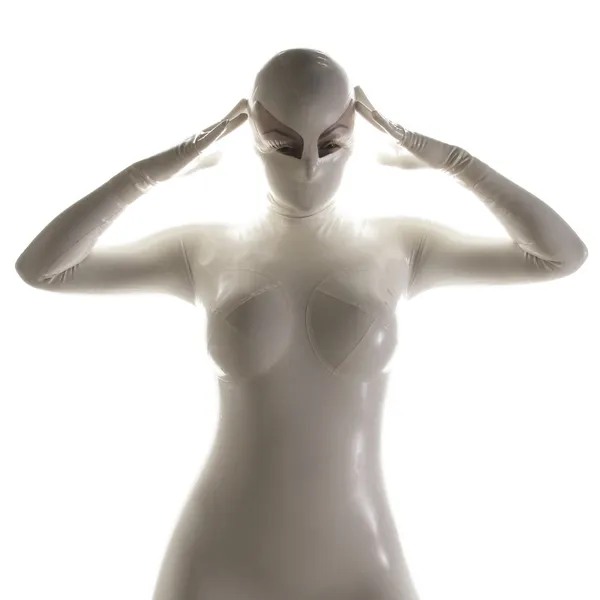 Анья Деві в Latex гумові комбінезон з маскою — стокове фото