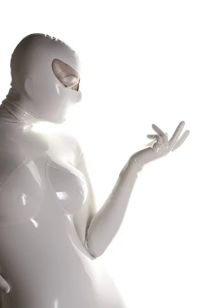 Агна Деви в латексном резиновом костюме с маской — стоковое фото