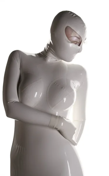 AGNA devi v LaTeXu catsuit s maskou — Stock fotografie