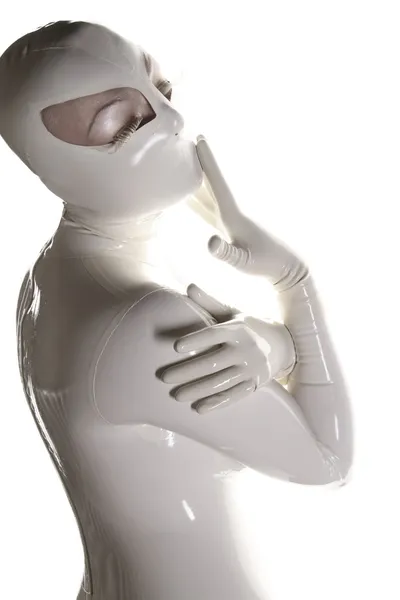 Agna Devi en traje de goma de látex con máscara —  Fotos de Stock