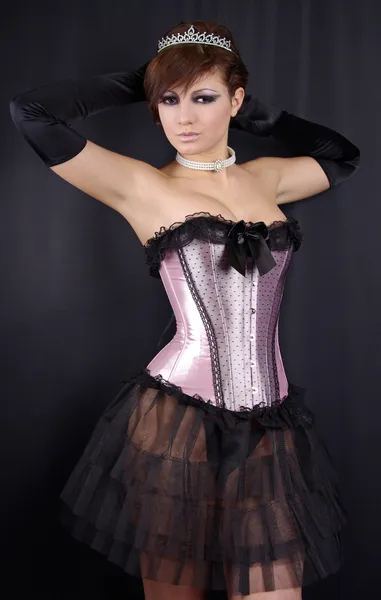 Pretty Woman in Pink Corset — Stock Photo, Image