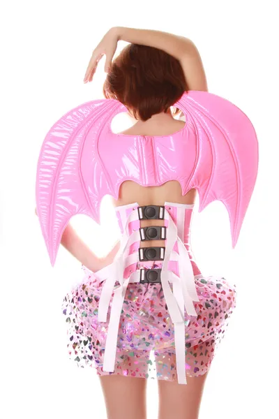 Bonito rosa Batwings Mulher — Fotografia de Stock