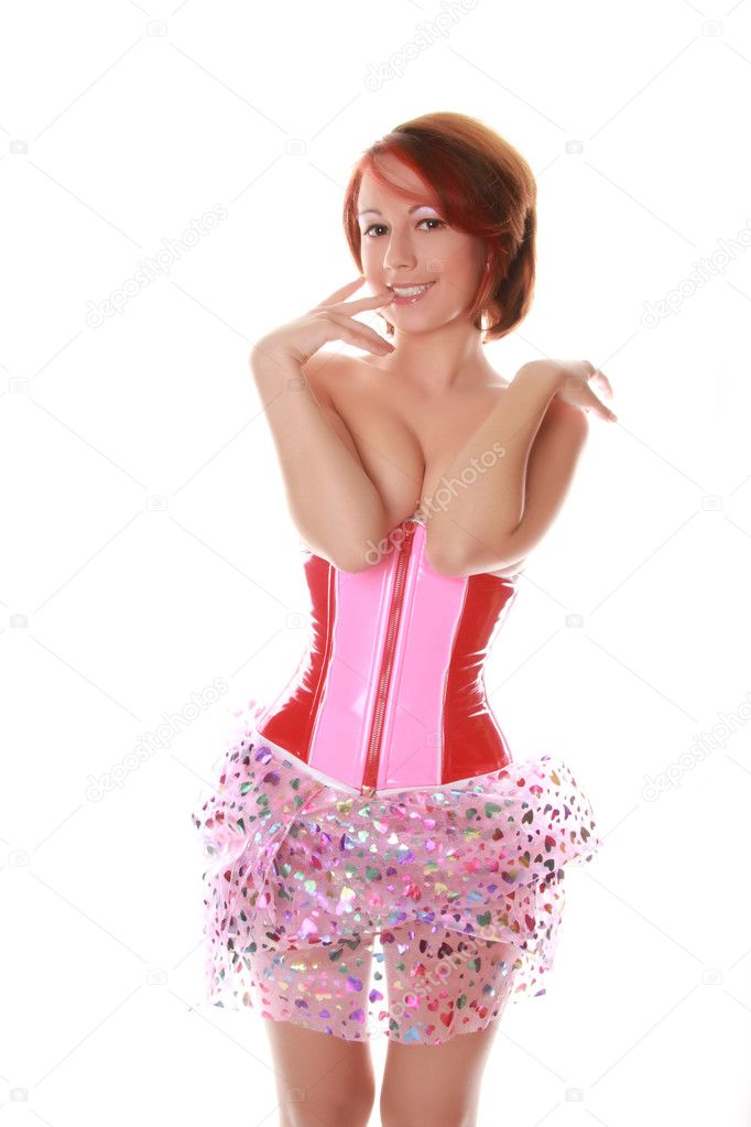 Pretty Woman in Pink Corset