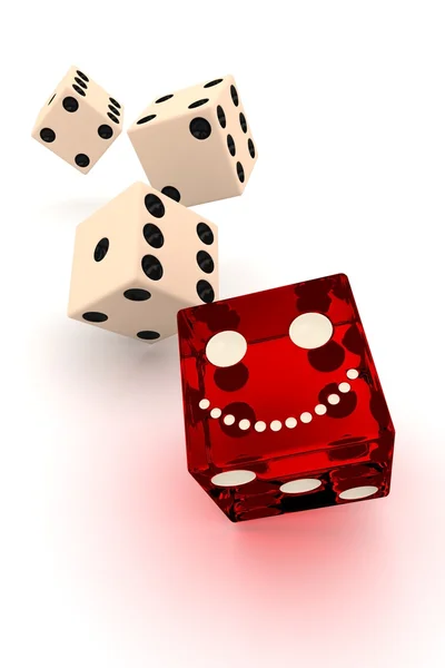 Smiling dice on white background — Stock Photo, Image