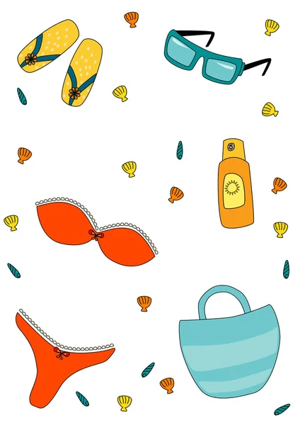 stock vector Collection of summer beach items