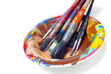 Brushes in a Plate clipart