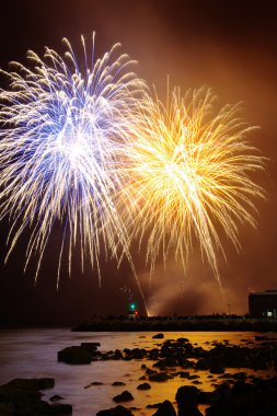 Fireworks over sea clipart