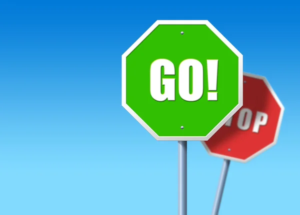 Stop-and-go Schilder — Stockfoto