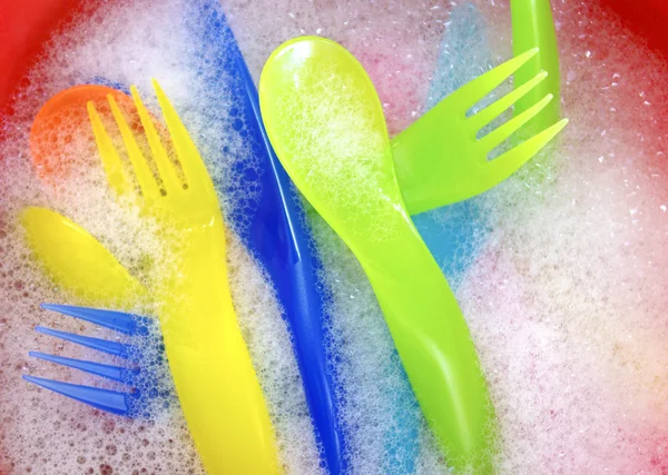 Washing Cutlery — Stock Photo, Image