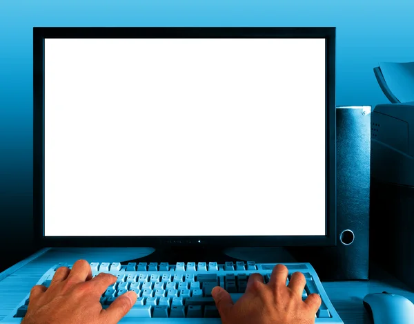 Синий компьютер — стоковое фото