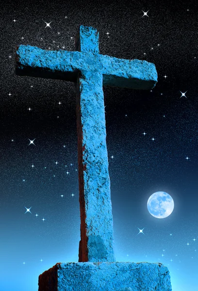 Крест над звездами — стоковое фото