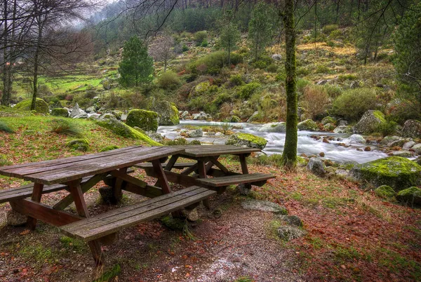 Tables by the River — Stock Photo, Image