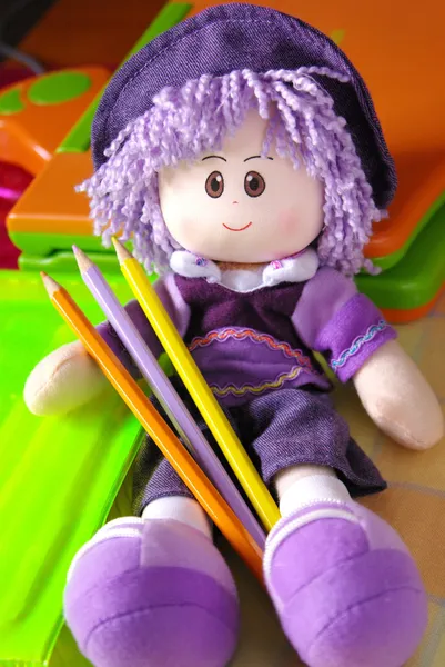 Doll and Pencils — Stock Photo, Image