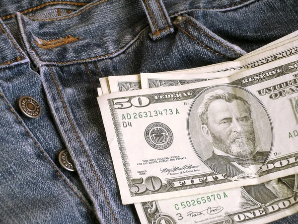 Dolarů a džíny iv — Stock fotografie