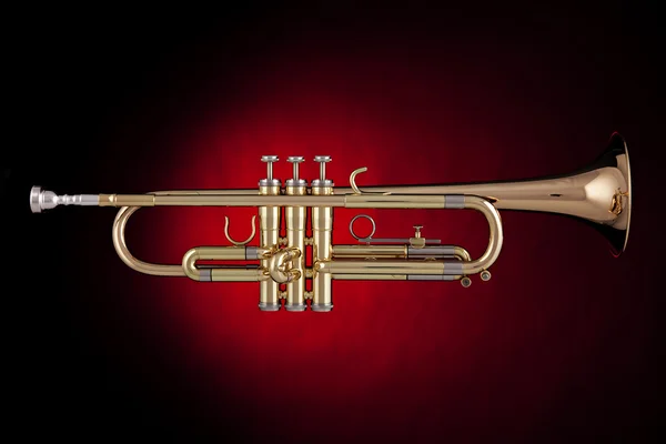 Trompete isoliert im roten Scheinwerferlicht — Stockfoto