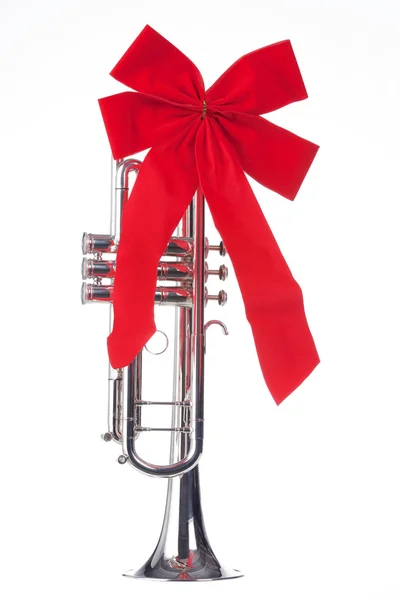 stock image Christmas Trumpet with Bow Isolated