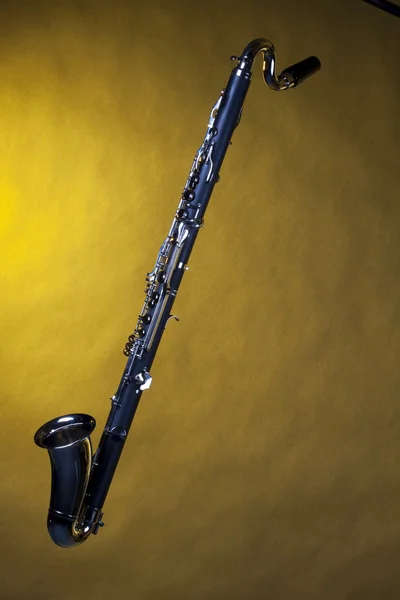 Bass Clarinet Isolated On Yellow — Stock Photo, Image