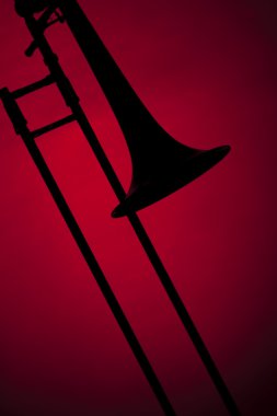 trombon siluet izole kırmızı