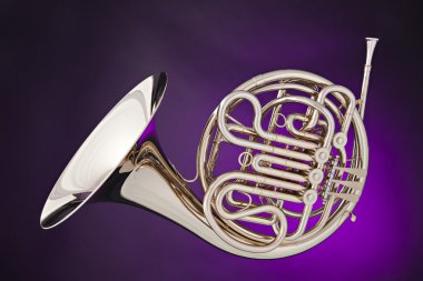 French Horn Isolated on Purple clipart