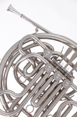 French horn Silver Isolated on White clipart