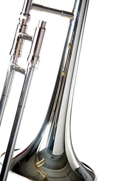 Trombone close-up Isolated on White — Stock Photo, Image